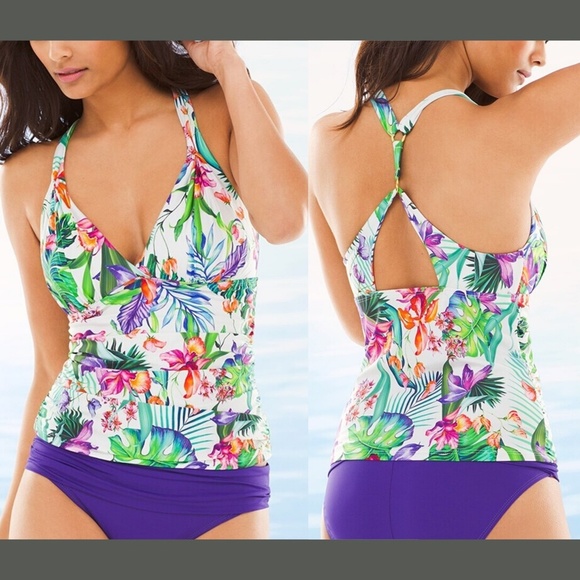NWT La Blanca 'Calypso Goddess' Tankini Top Floral [SZ‎ 4 US ] - Picture 1 of 7